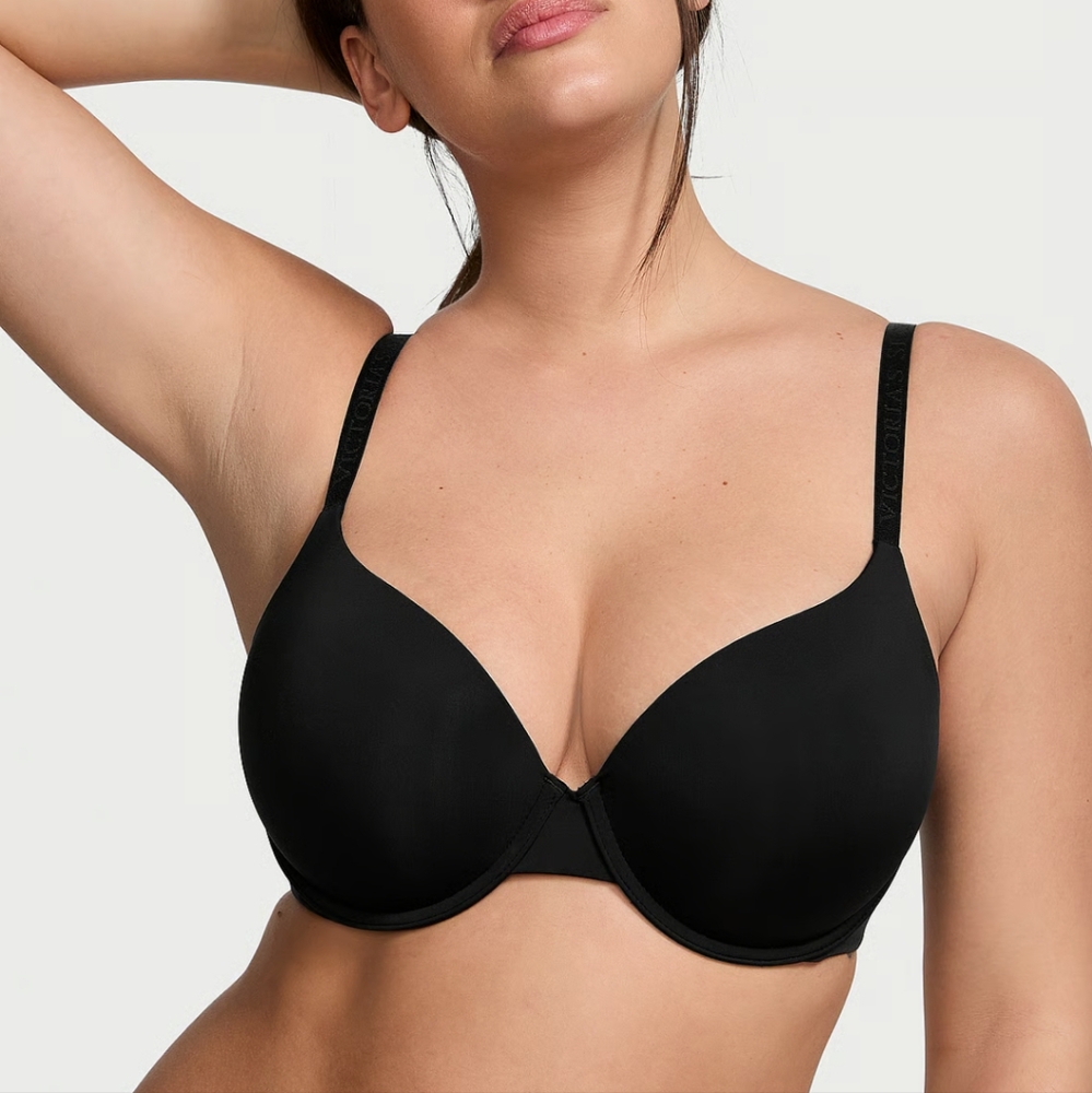 PINK VS Smooth Black The T-shirt Lightly Lined Smooth Demi Bra Size 32D
